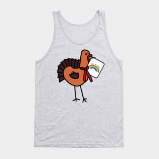 Thanksgiving Turkey Says Be Kind with Rainbow Tank Top